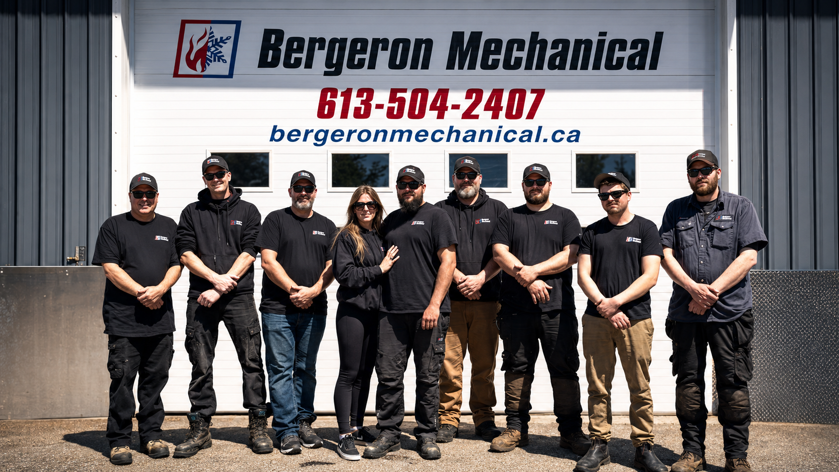 The Bergeron Mechanical team in front of the Pembroke shop