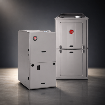 Pair of high-efficiency furnaces ready for installation