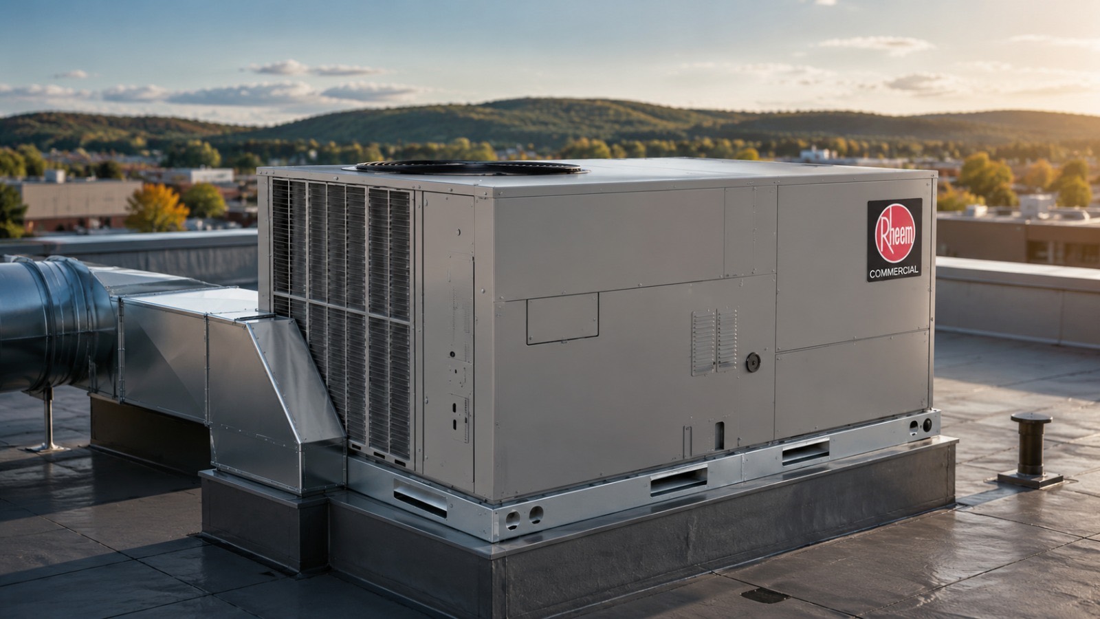Commercial rooftop HVAC unit installation